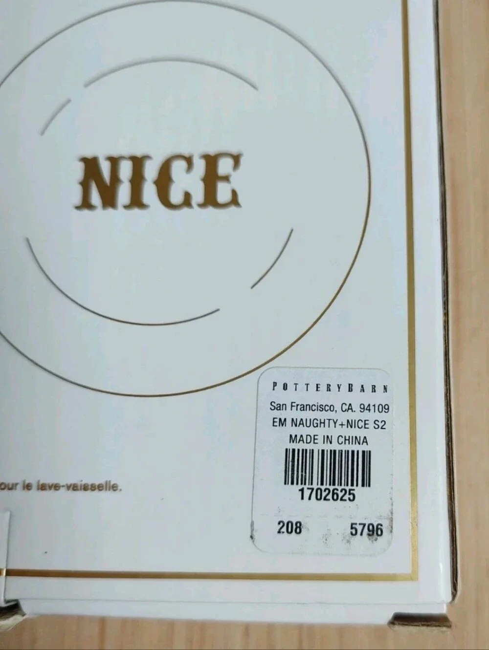 Pottery Barn Naughty & Nice 2 Appetizer Plates The Emily & Meritt White Gold